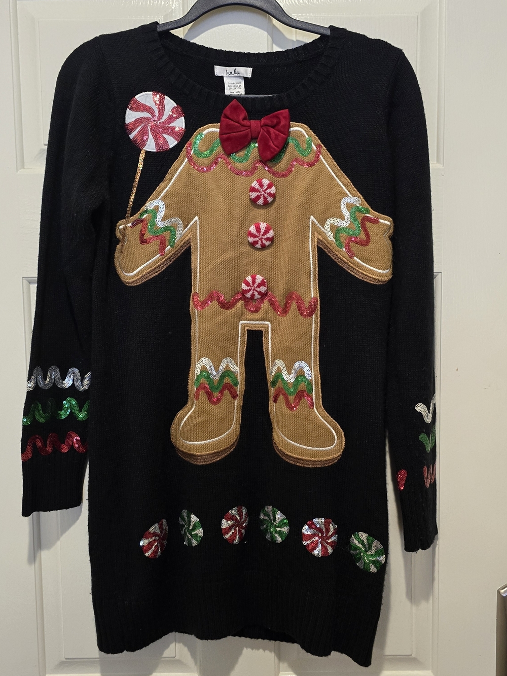 Isela Gingerbread Man Ugly Christmas Sweater Dress Women's Medium